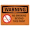 Signmission OSHA WARNING Sign, No Smoking Beyond This Point, 5in X 3.5in Decal, 3.5" W, 5" L, Landscape OS-WS-D-35-L-12710 - alternate 1